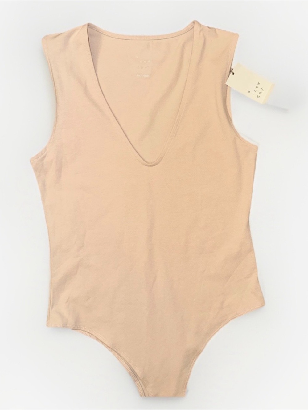 a new day Blush Beige V-Neck Sleeveless Bodysuit